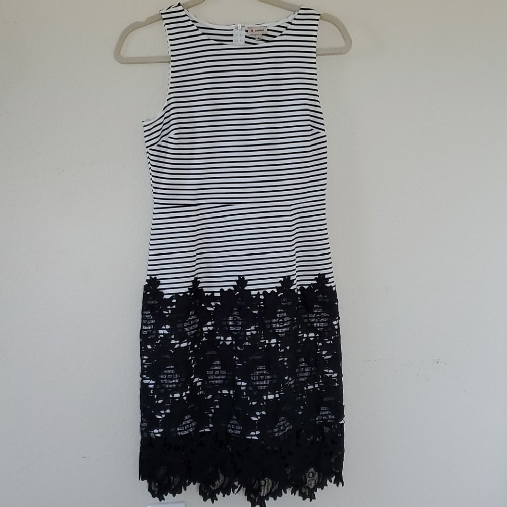 NWTO Cremieux Striped and Lace Dress